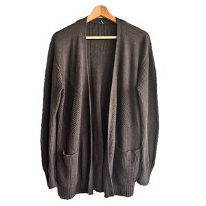 Lululemon Cardigan Sweater Pima Cotton Wool Gray Chunky Knit Oversized M/L